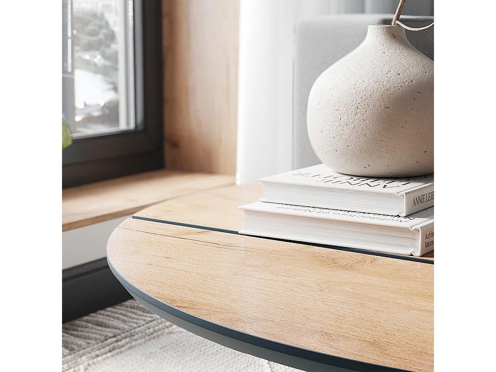 table basse chêne de force doré/noir 90x90x34 mairo