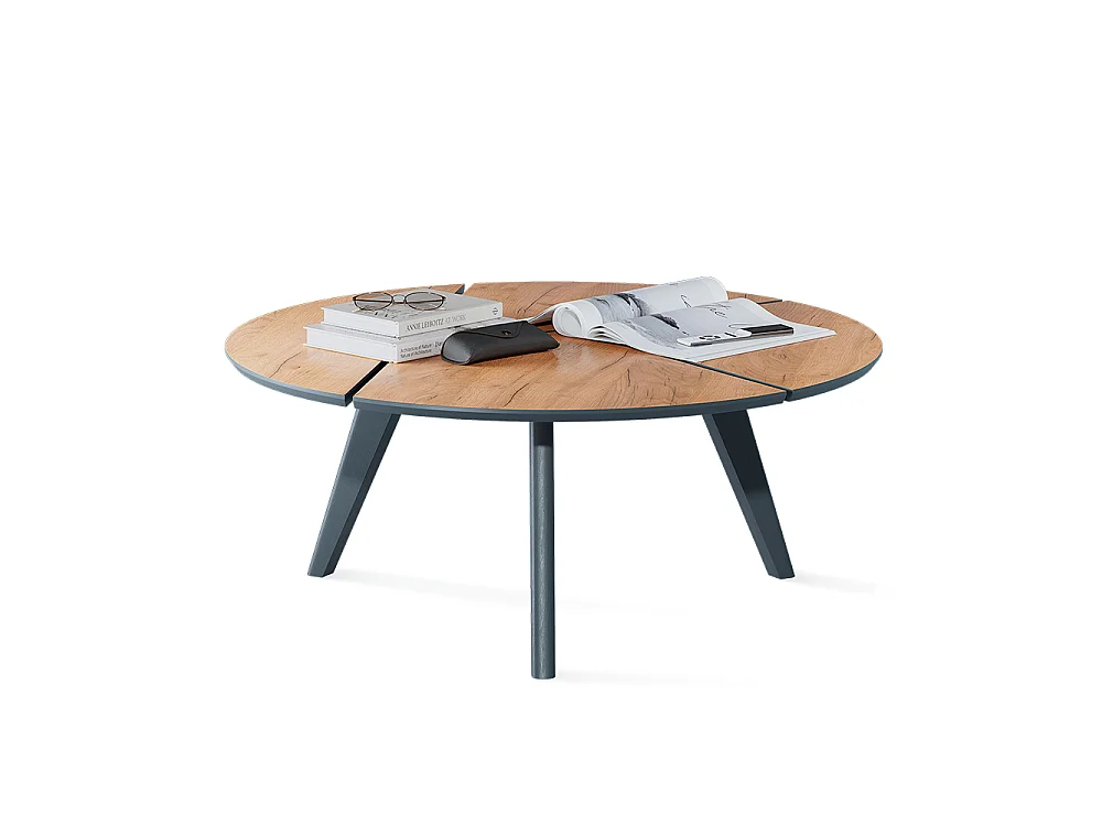 table basse chêne de force doré/noir 90x90x34 mairo