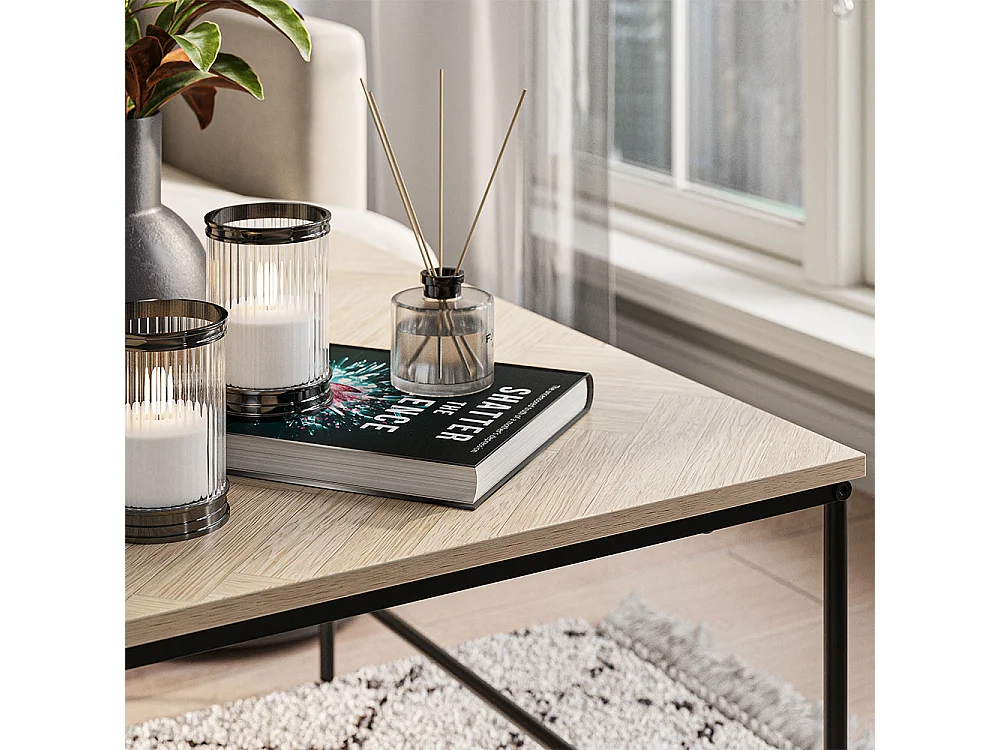 Conjunto de mesa de centro carvalho/preto 80x80x45 ramio