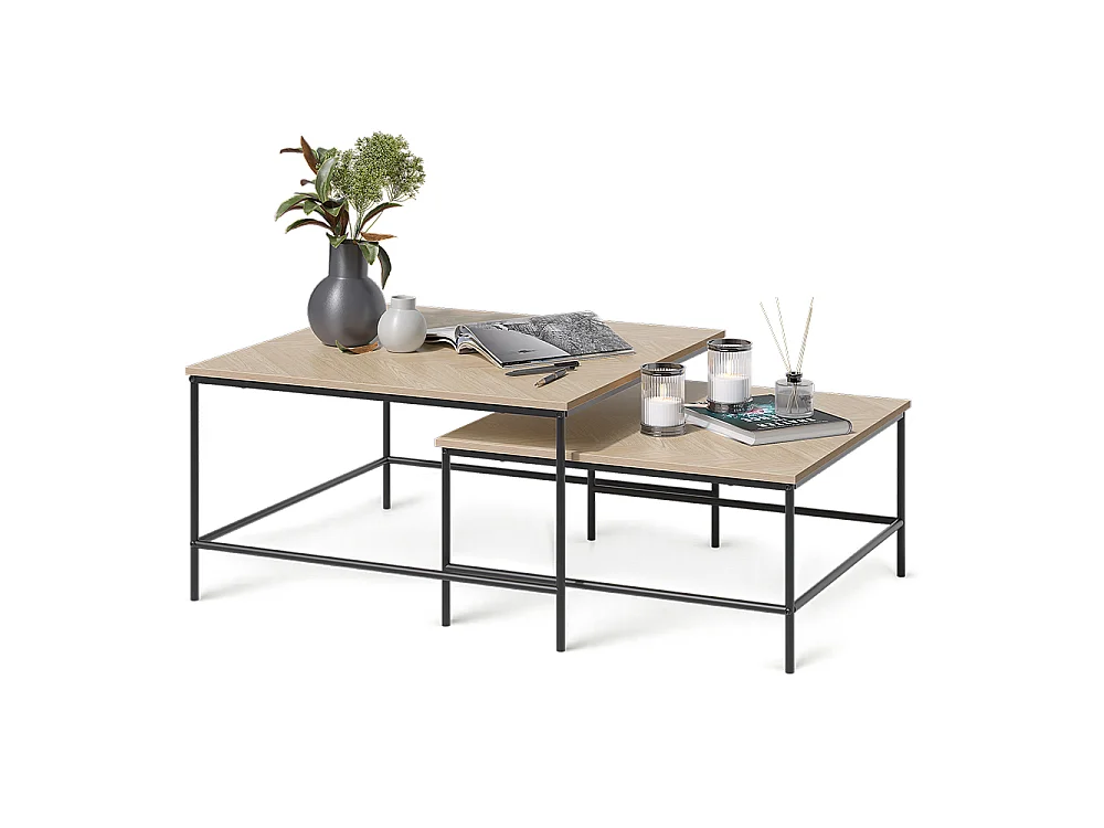 Conjunto de mesa de centro carvalho/preto 80x80x45 ramio