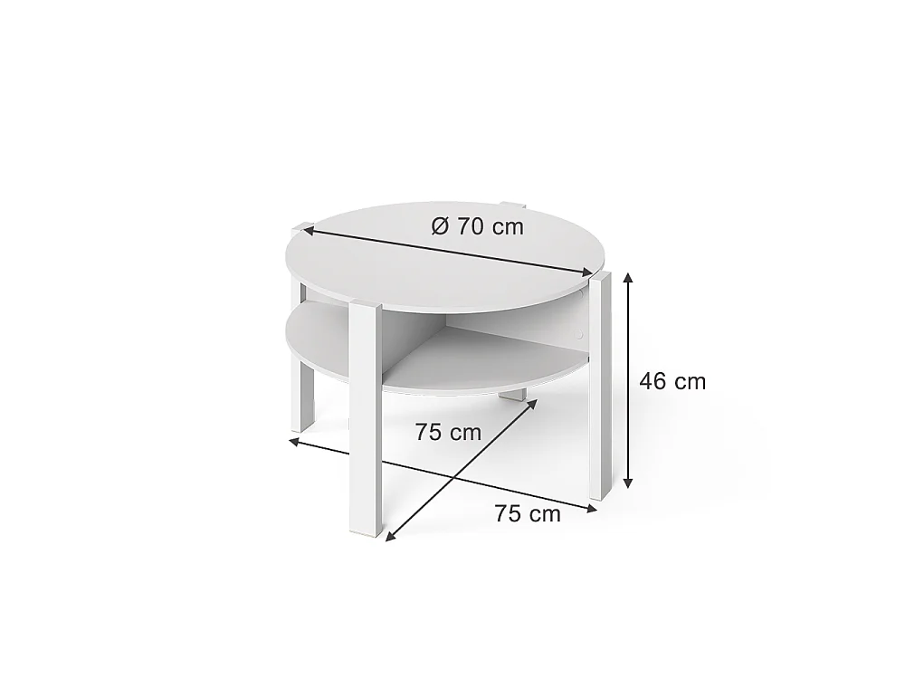 Table basse blanc 75x75x46 elova