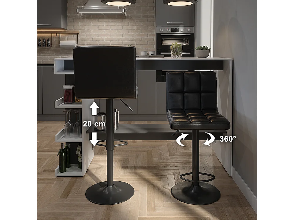 Tabouret de bar noir 42x49x94 sena