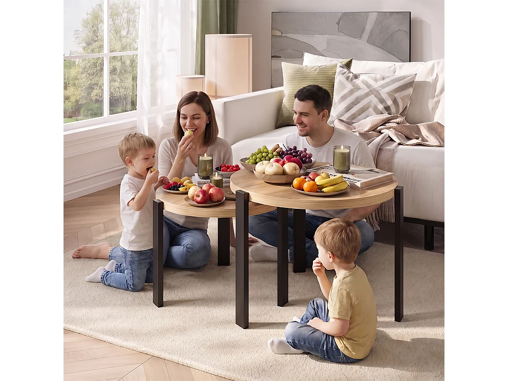 Set de tables basses chêne doré/noir 60x60x45 norin