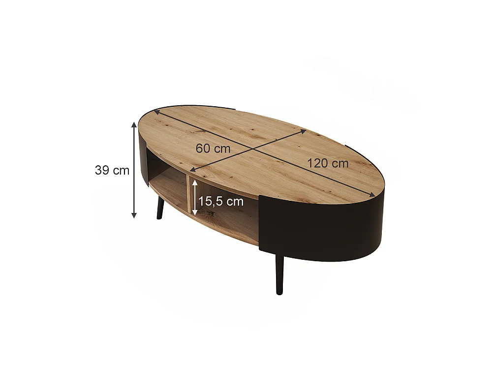 Tavolino nero 120x60x39 lofta