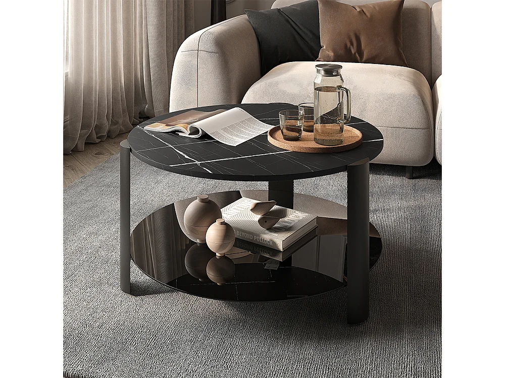 Tavolino da salotto marmo nero/nero 80x80x43.5 navo