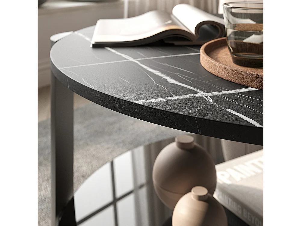 Tavolino da salotto marmo nero/nero 80x80x43.5 navo