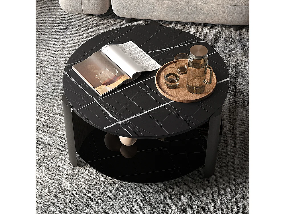 Tavolino da salotto marmo nero/nero 80x80x43.5 navo