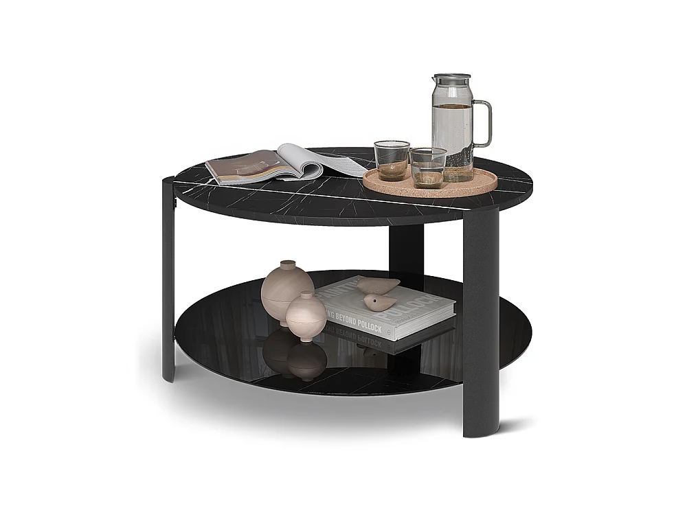 Tavolino da salotto marmo nero/nero 80x80x43.5 navo