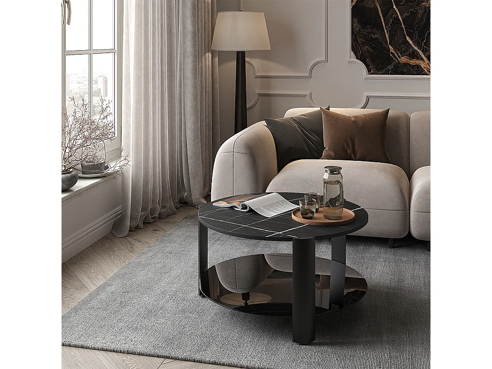 Tavolino da salotto marmo nero/nero 80x80x43.5 navo