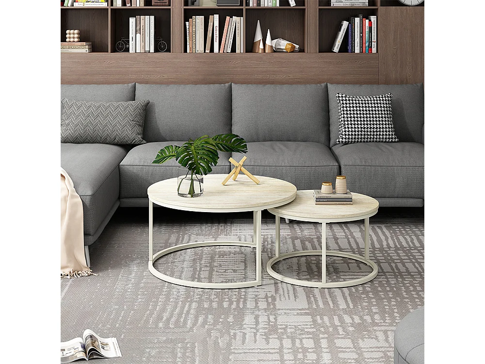Set de tables basses travertin/cachemire 77x77x40 montreal