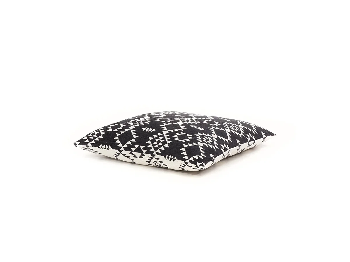 Ensemble Pouf & Coussin de Sol "Unwind" 80cm Blanc & Noir