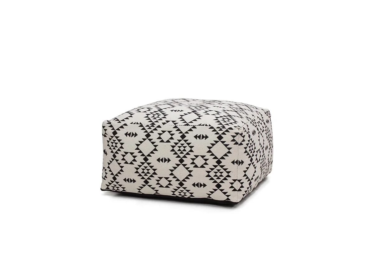 Ensemble Pouf & Coussin de Sol "Unwind" 80cm Blanc & Noir