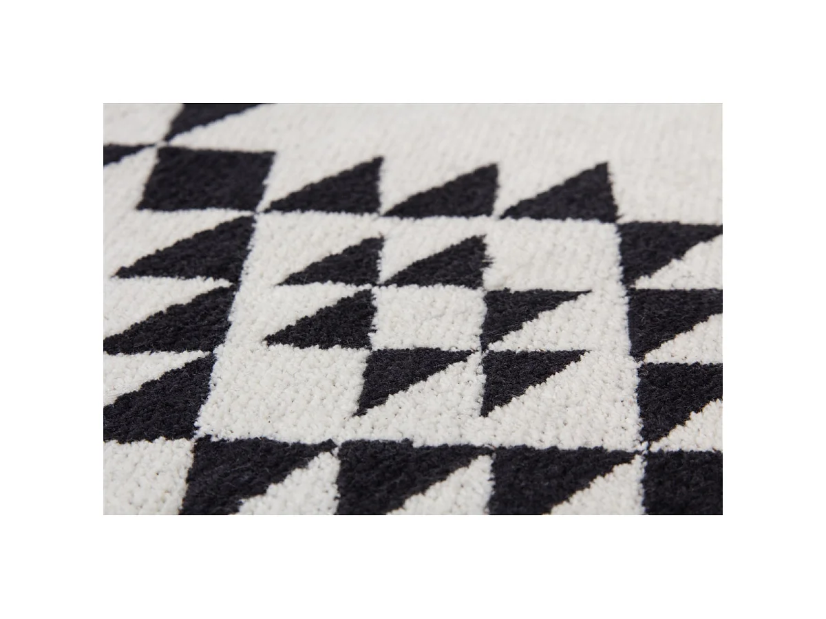Ensemble Pouf & Coussin de Sol "Unwind" 80cm Blanc & Noir