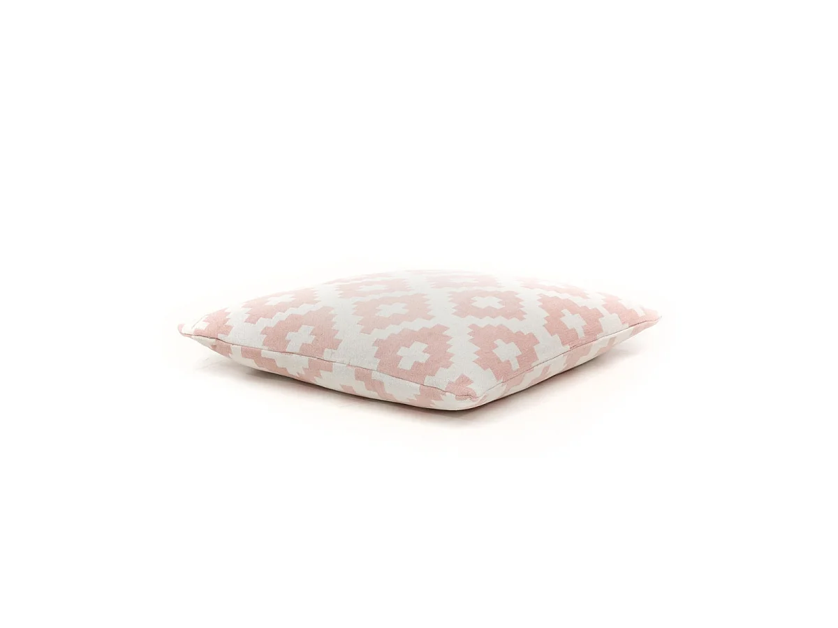 Ensemble Pouf & Coussin de Sol "Unwind" 80cm Blanc & Rose