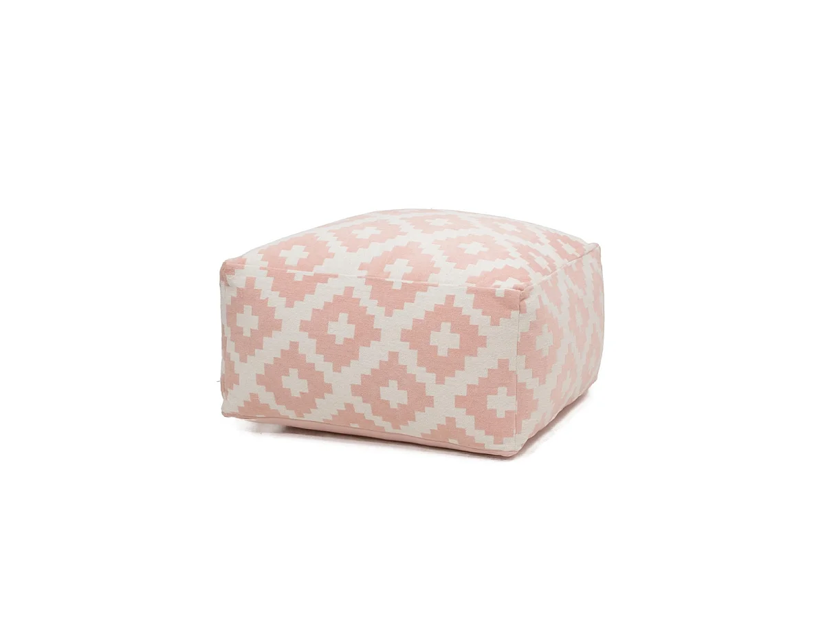 Ensemble Pouf & Coussin de Sol "Unwind" 80cm Blanc & Rose