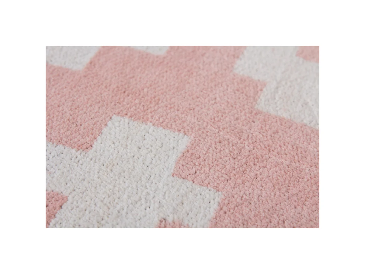 Ensemble Pouf & Coussin de Sol "Unwind" 80cm Blanc & Rose