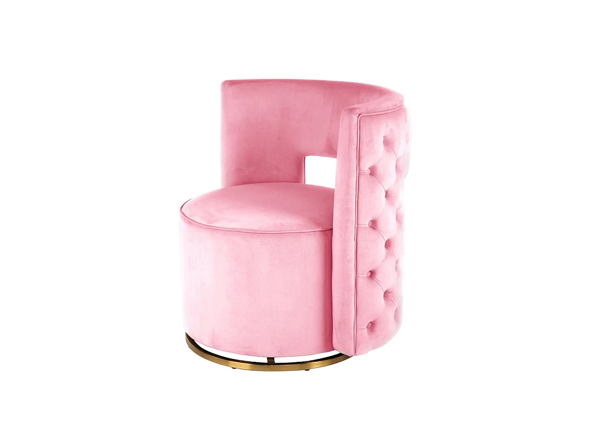 Fauteuil Pivotant en Velours "Beverly" 77cm Rose