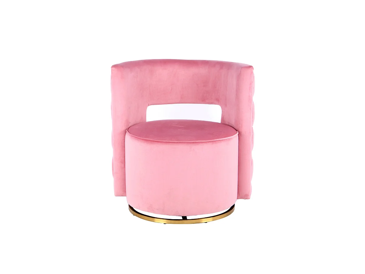 Fauteuil Pivotant en Velours "Beverly" 77cm Rose