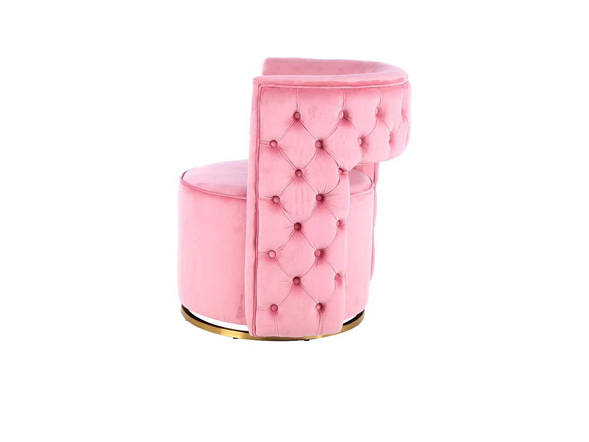 Fauteuil Pivotant en Velours "Beverly" 77cm Rose