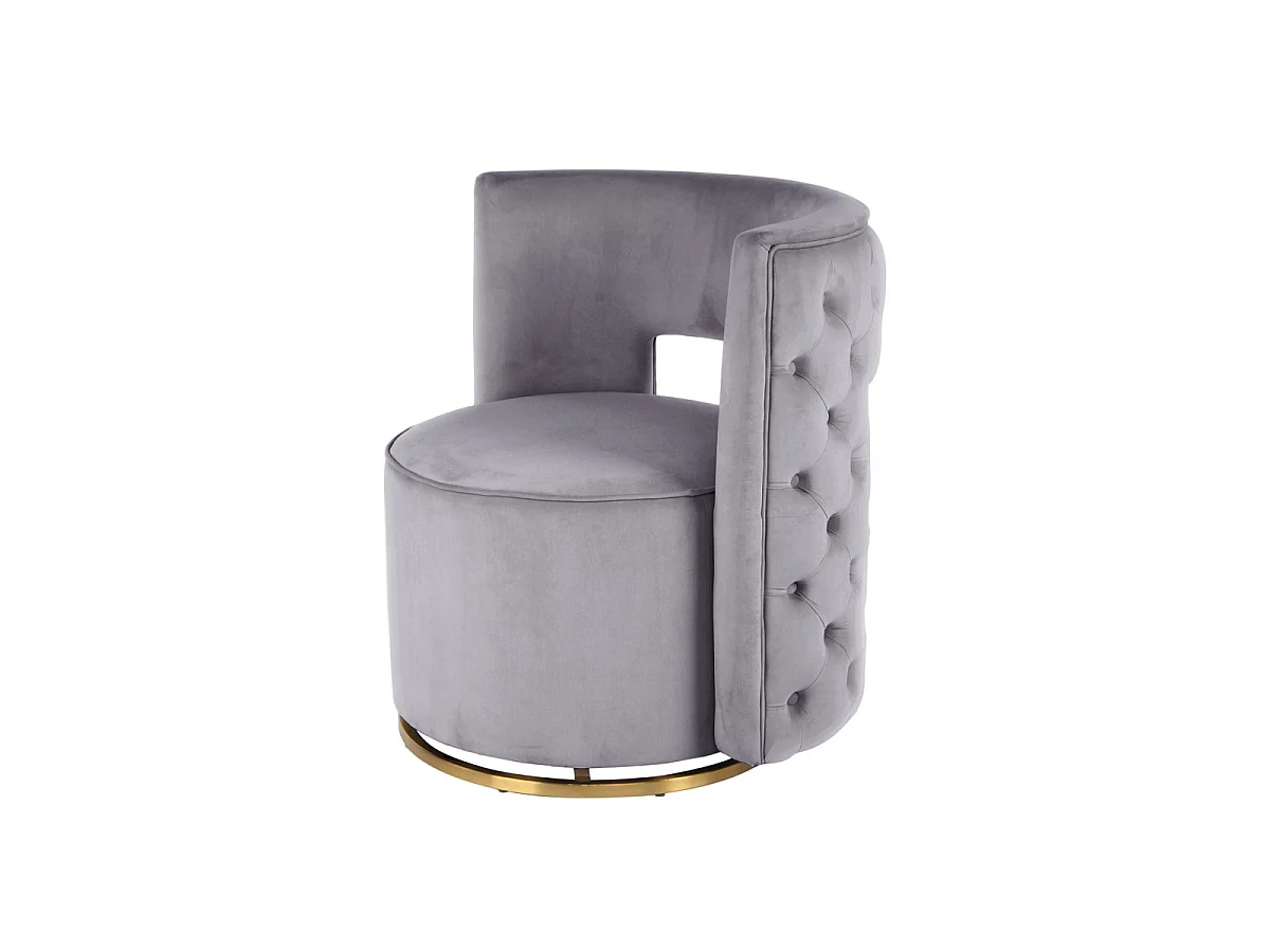 Fauteuil Pivotant en Velours "Beverly" 77cm Gris