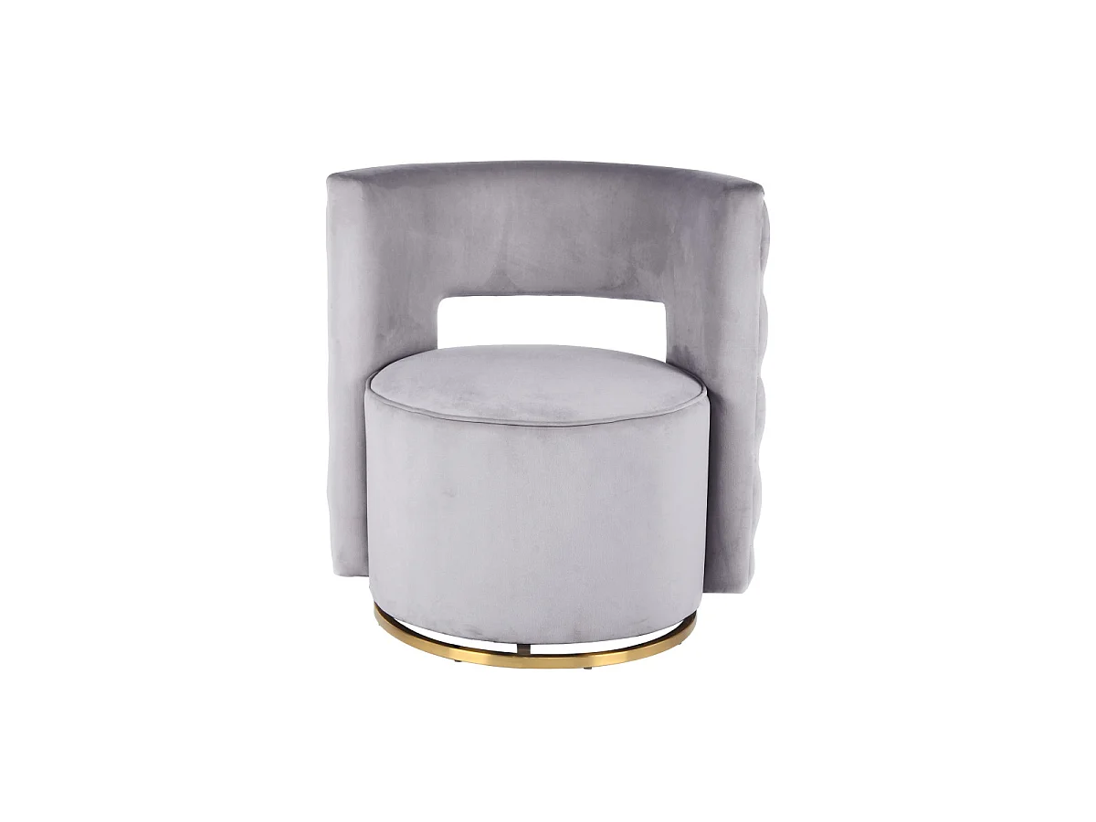 Fauteuil Pivotant en Velours "Beverly" 77cm Gris