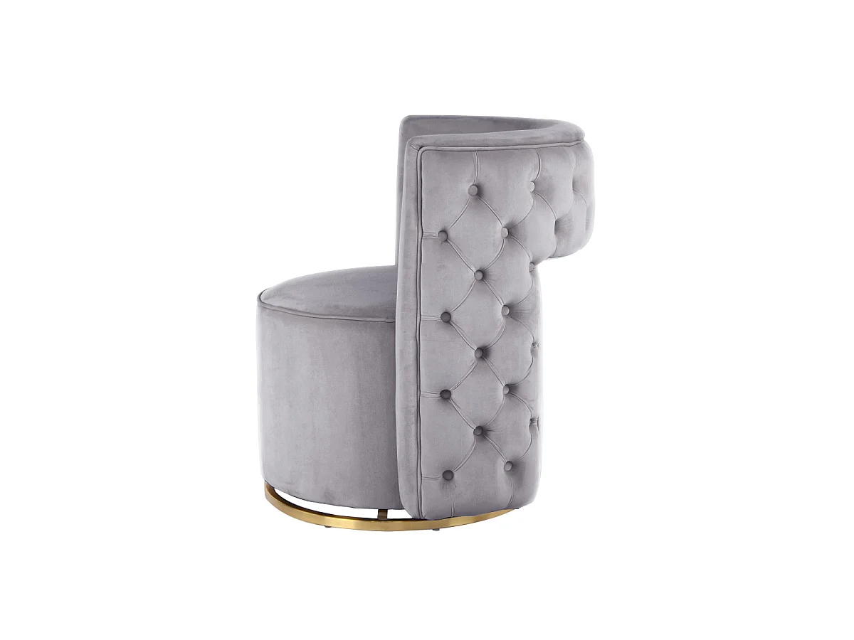 Fauteuil Pivotant en Velours "Beverly" 77cm Gris