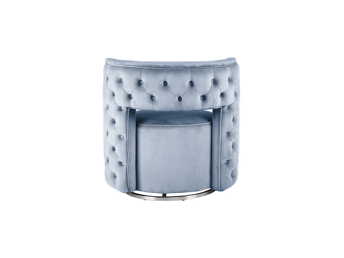 Fauteuil Pivotant en Velours "Beverly" 77cm Bleu Clair