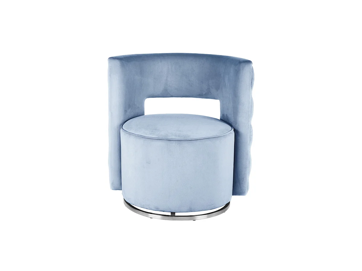 Fauteuil Pivotant en Velours "Beverly" 77cm Bleu Clair
