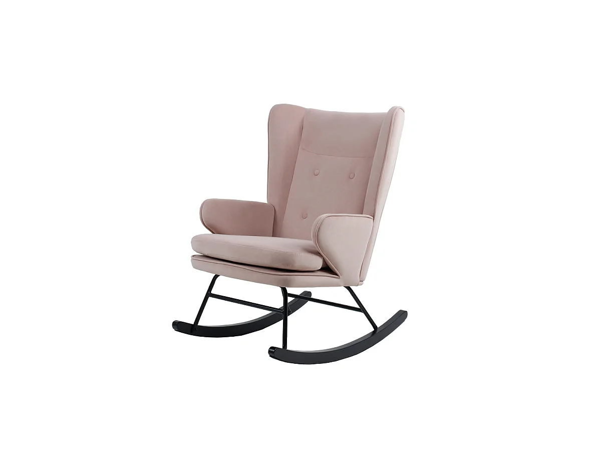 Fauteuil à Bascule en Velours "Melorie" 95cm Vieux Rose