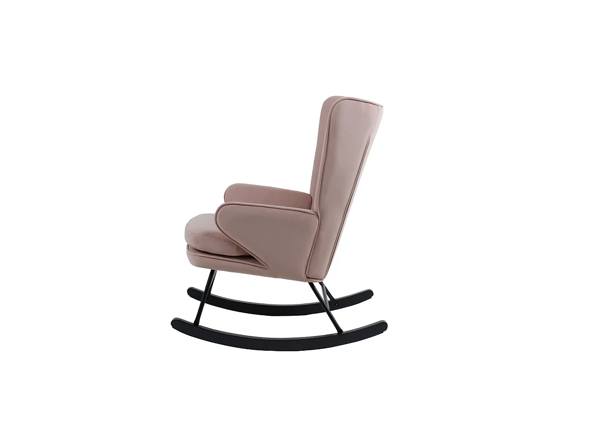 Fauteuil à Bascule en Velours "Melorie" 95cm Vieux Rose