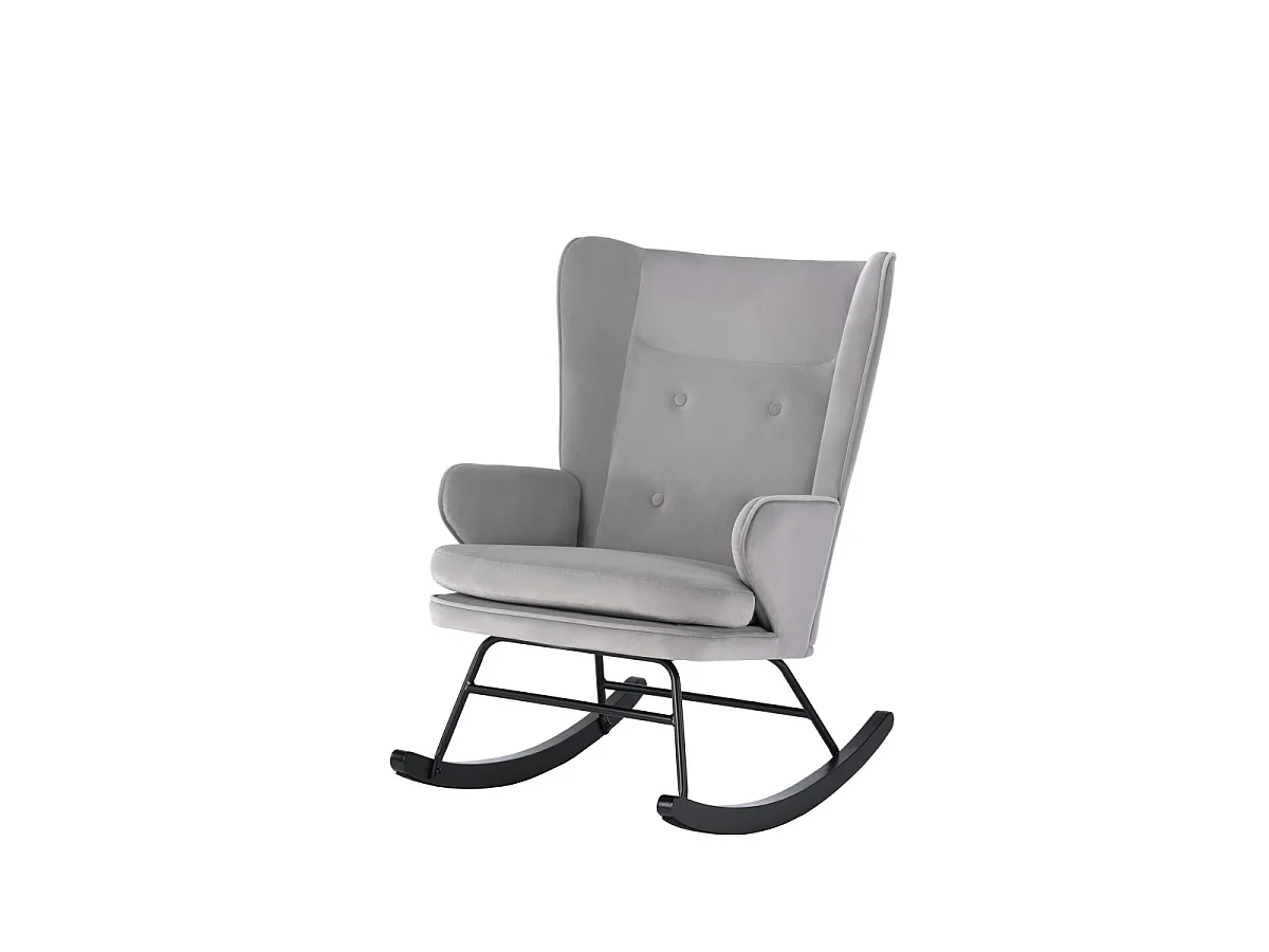 Fauteuil à Bascule en Velours "Melorie" 95cm Gris