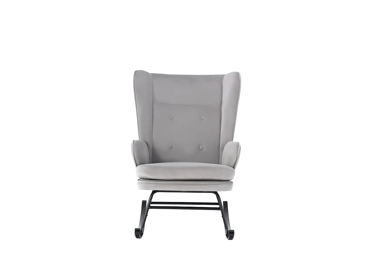 Fauteuil à Bascule en Velours "Melorie" 95cm Gris