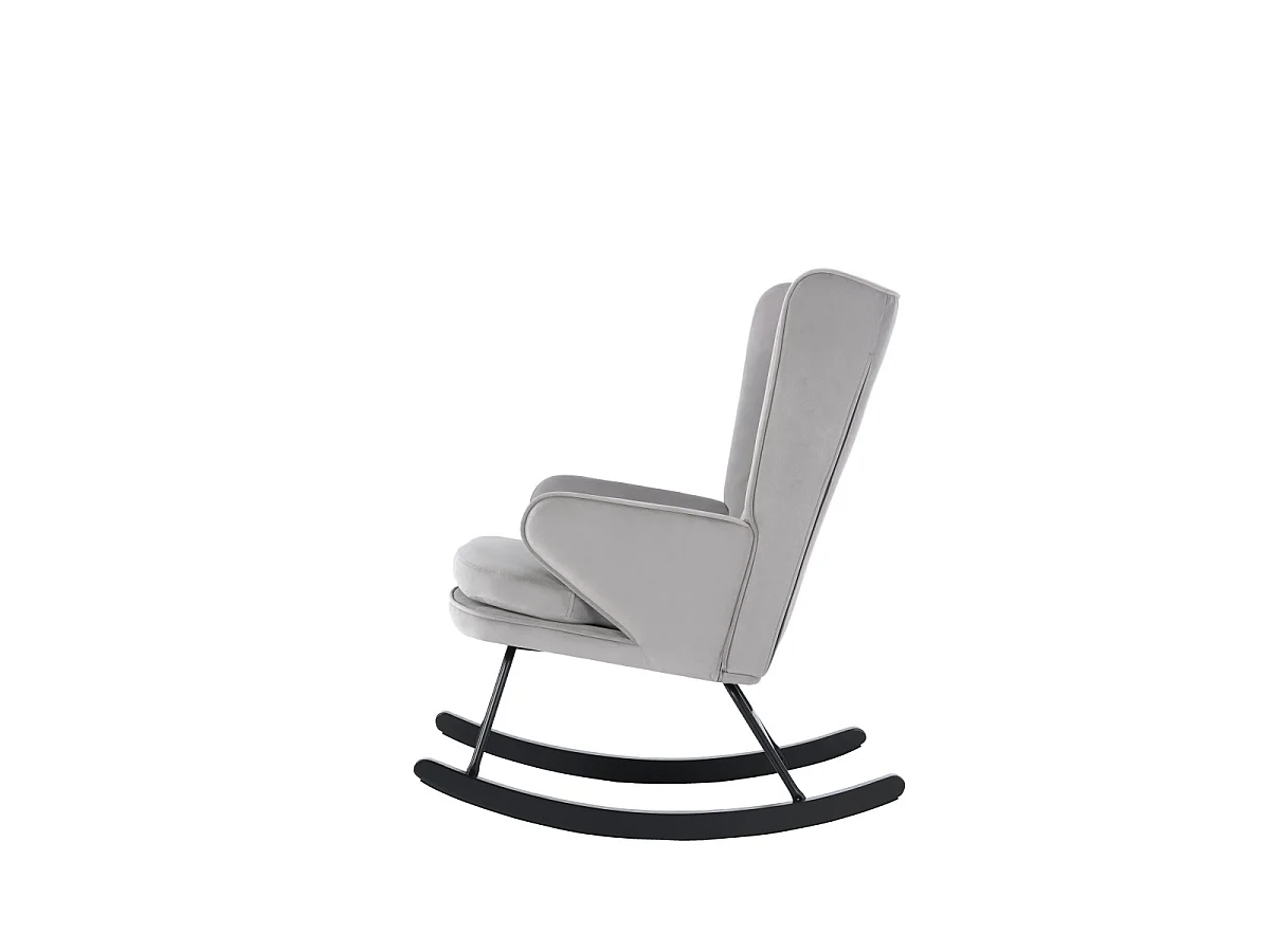 Fauteuil à Bascule en Velours "Melorie" 95cm Gris