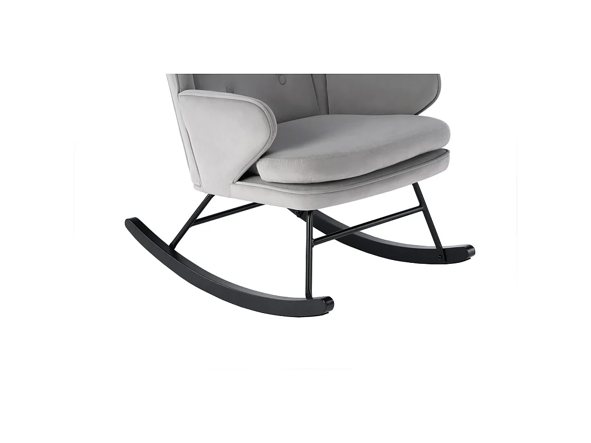 Fauteuil à Bascule en Velours "Melorie" 95cm Gris