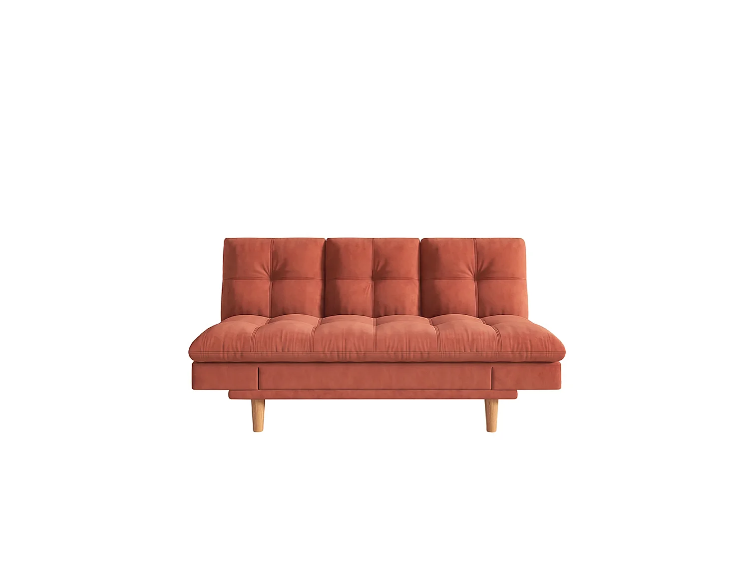 Canapé convertible 3 places en tissu matelassé terracotta KALMAR