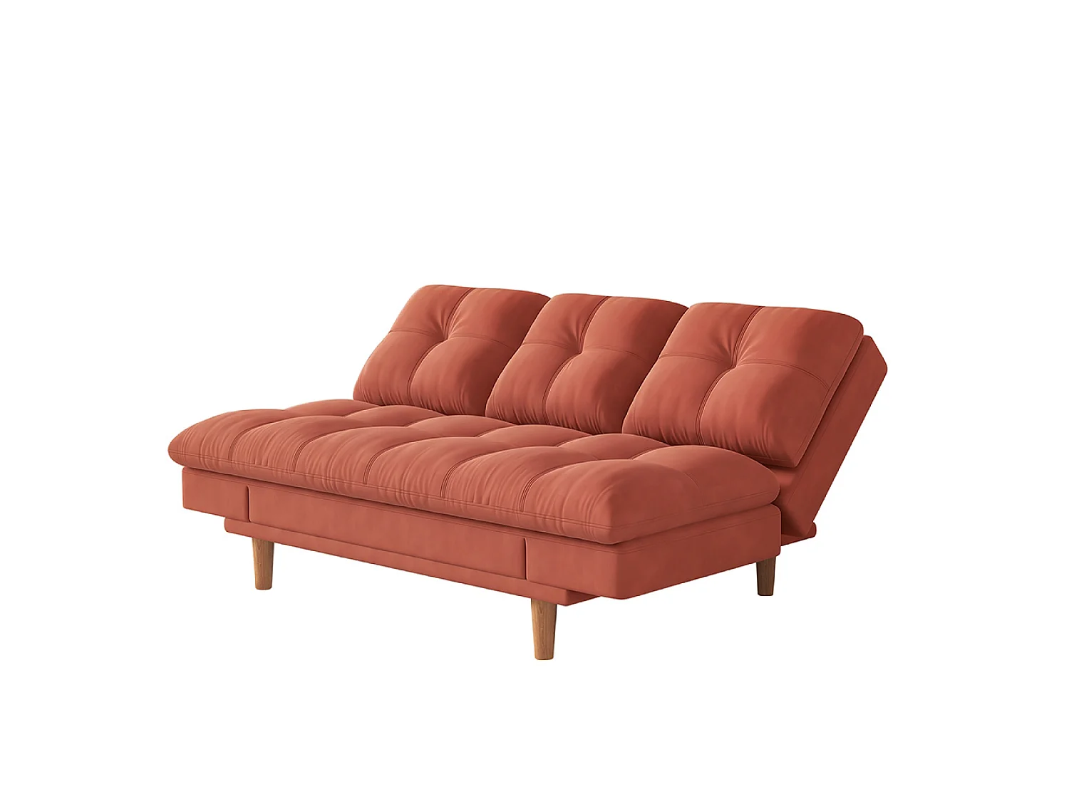 Canapé convertible 3 places en tissu matelassé terracotta KALMAR
