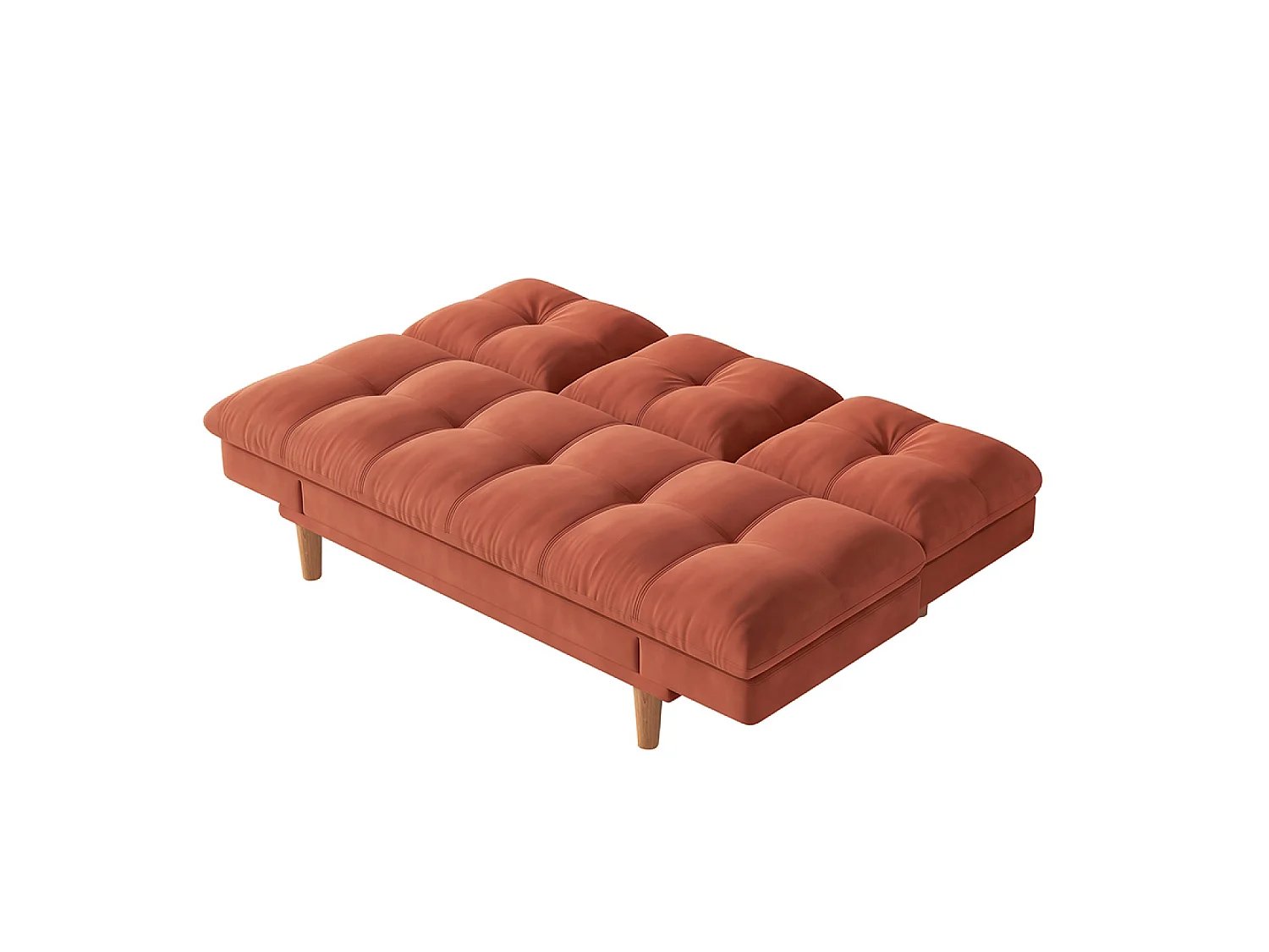 Canapé convertible 3 places en tissu matelassé terracotta KALMAR