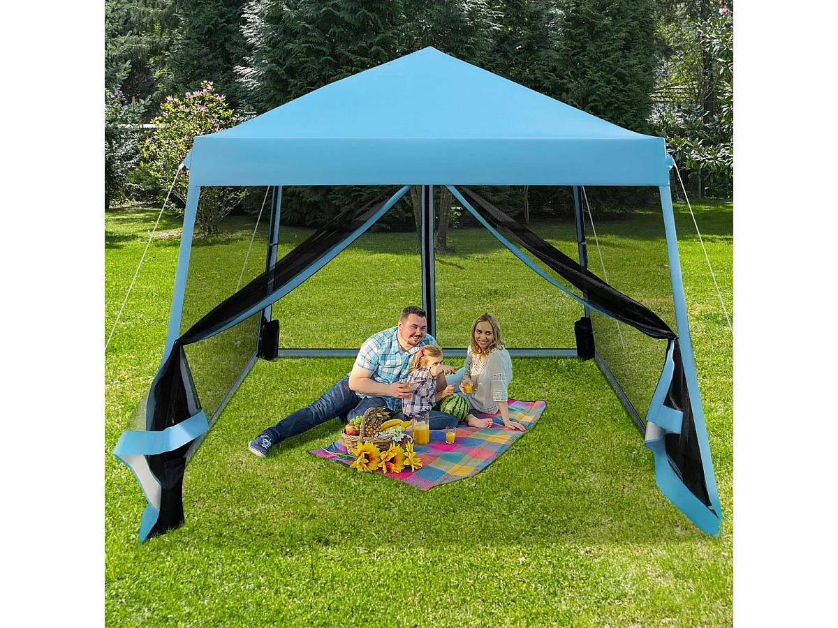 Gartenzelt Pavillon mit Moskitonetz 300 x 300 x 237–255 cm