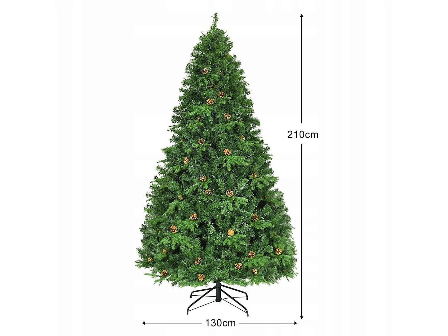 Albero di natale artificiale a led, pino, con base, natale, 210 cm