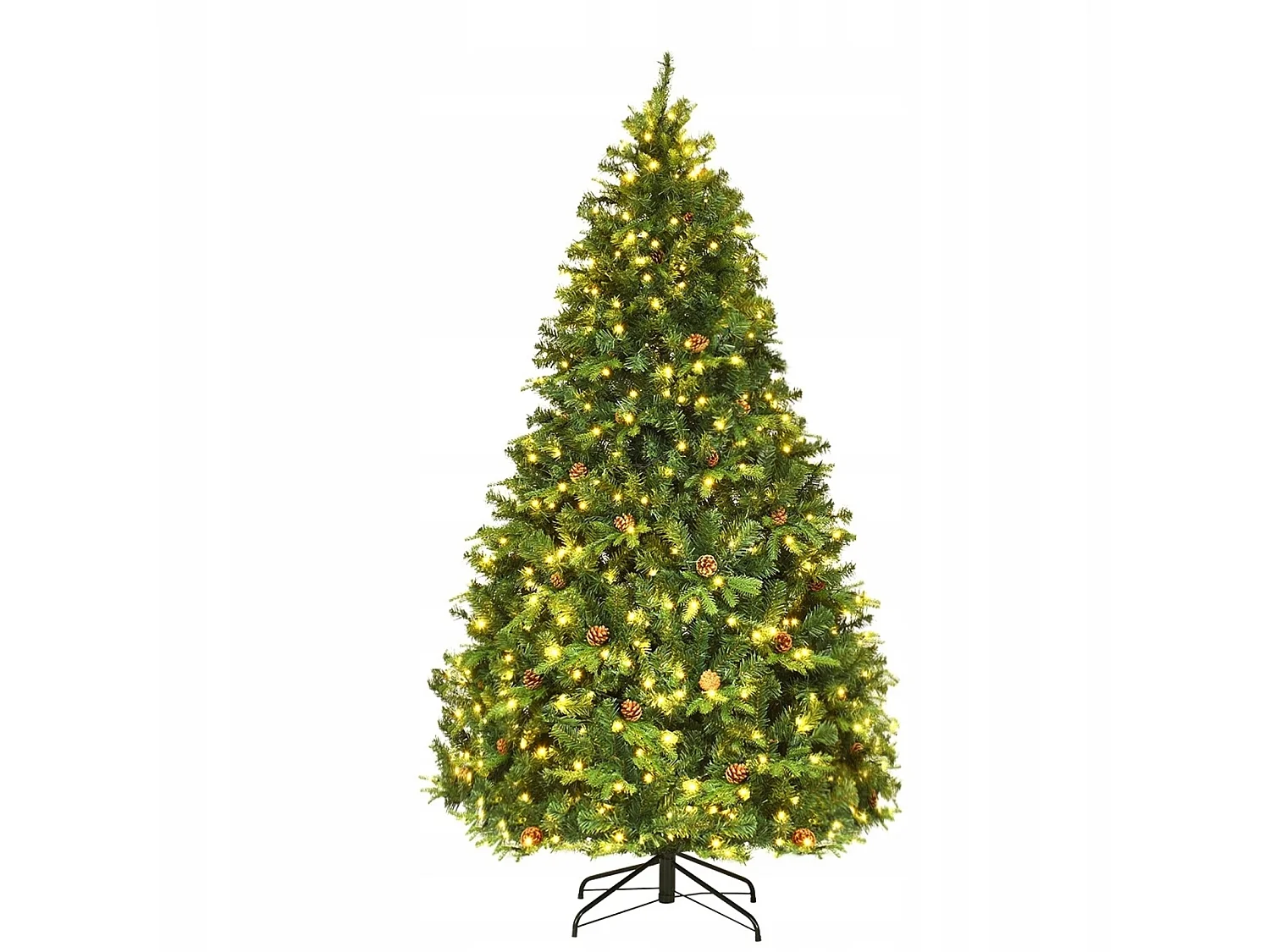 Albero di natale artificiale a led, pino, con base, natale, 210 cm