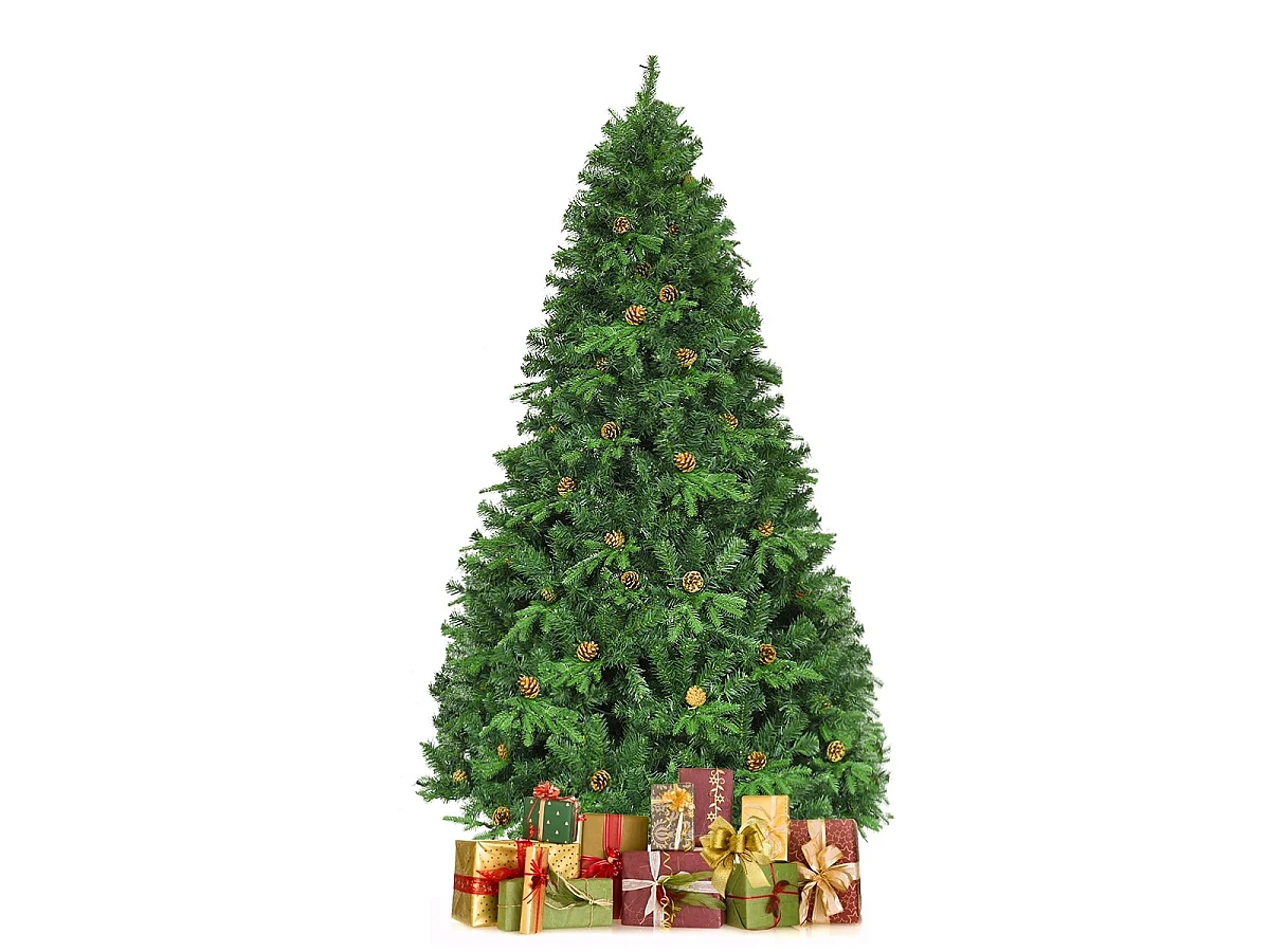 Albero di natale artificiale a led, pino, con base, natale, 210 cm