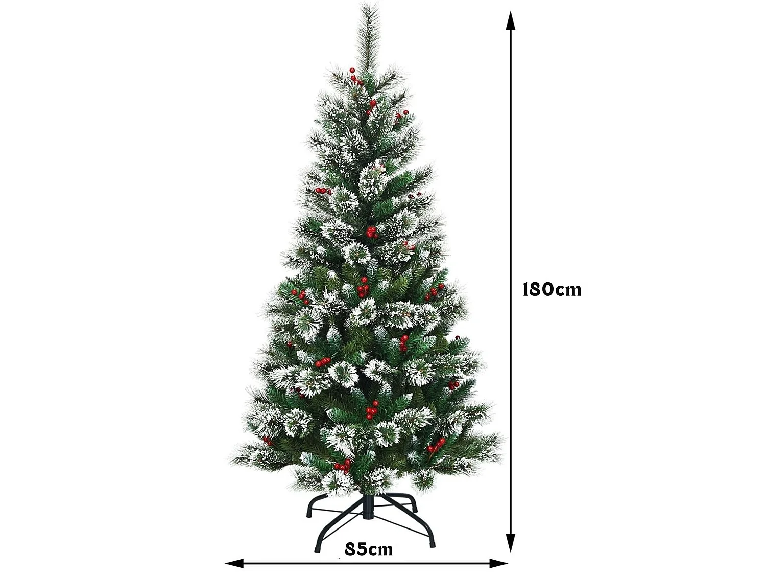 Albero di natale artificiale da 180 cm con neve, abete con base