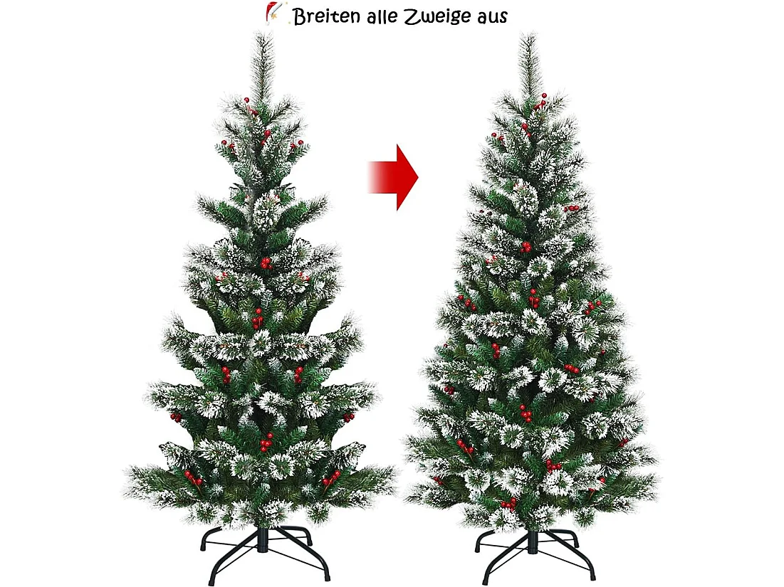 Albero di natale artificiale da 180 cm con neve, abete con base