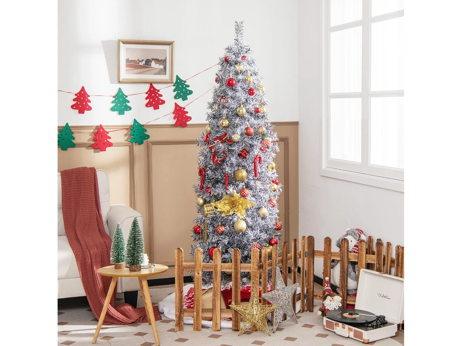 Albero di Natale artificiale con luci a LED, 180 cm