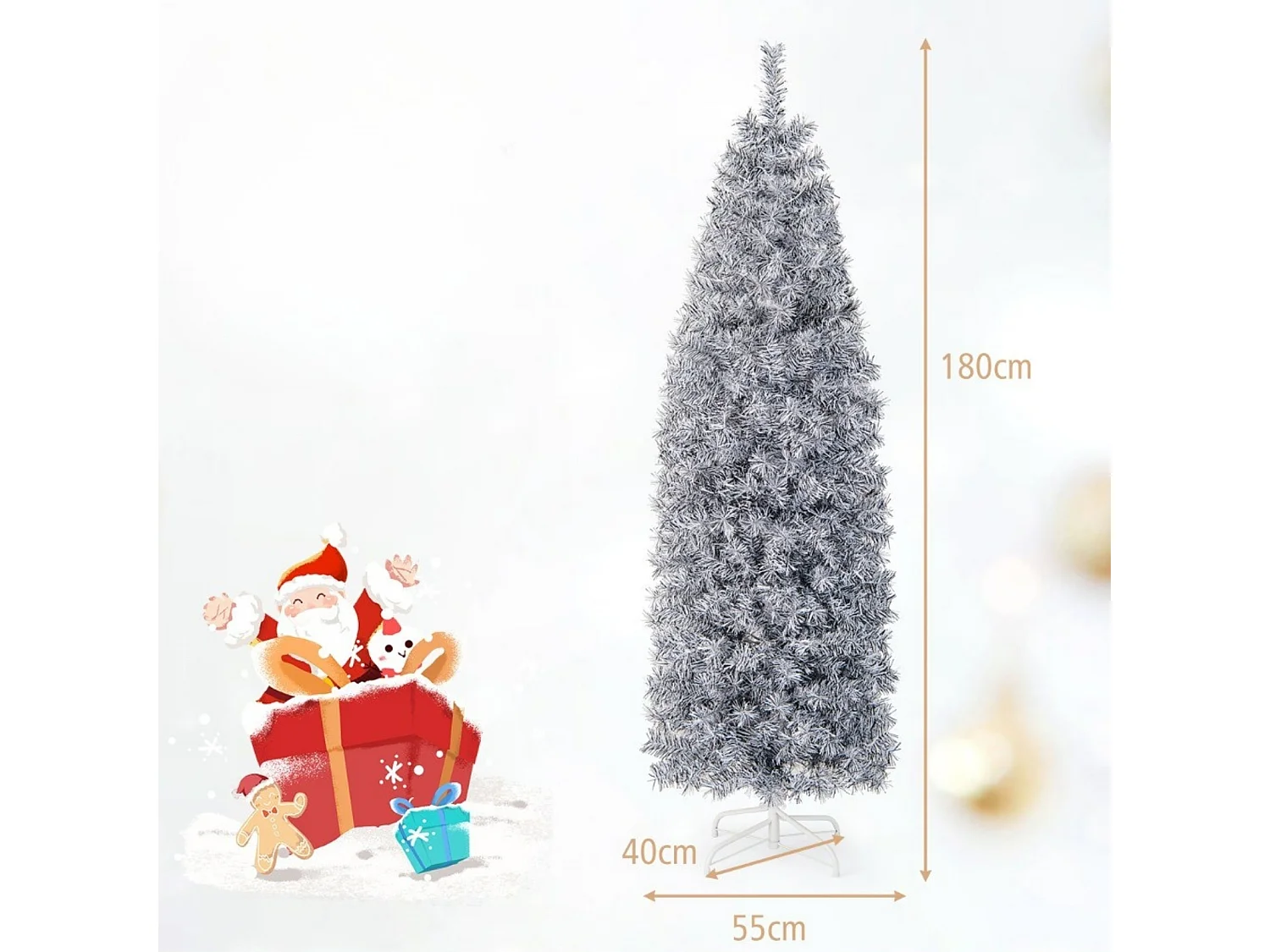 Albero di Natale artificiale con luci a LED, 180 cm
