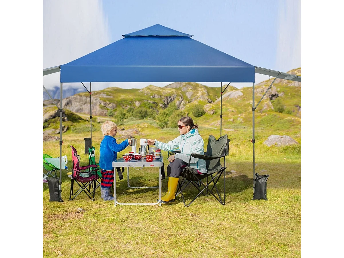 Tenda da giardino pieghevole a 2 pareti 3x3m blu