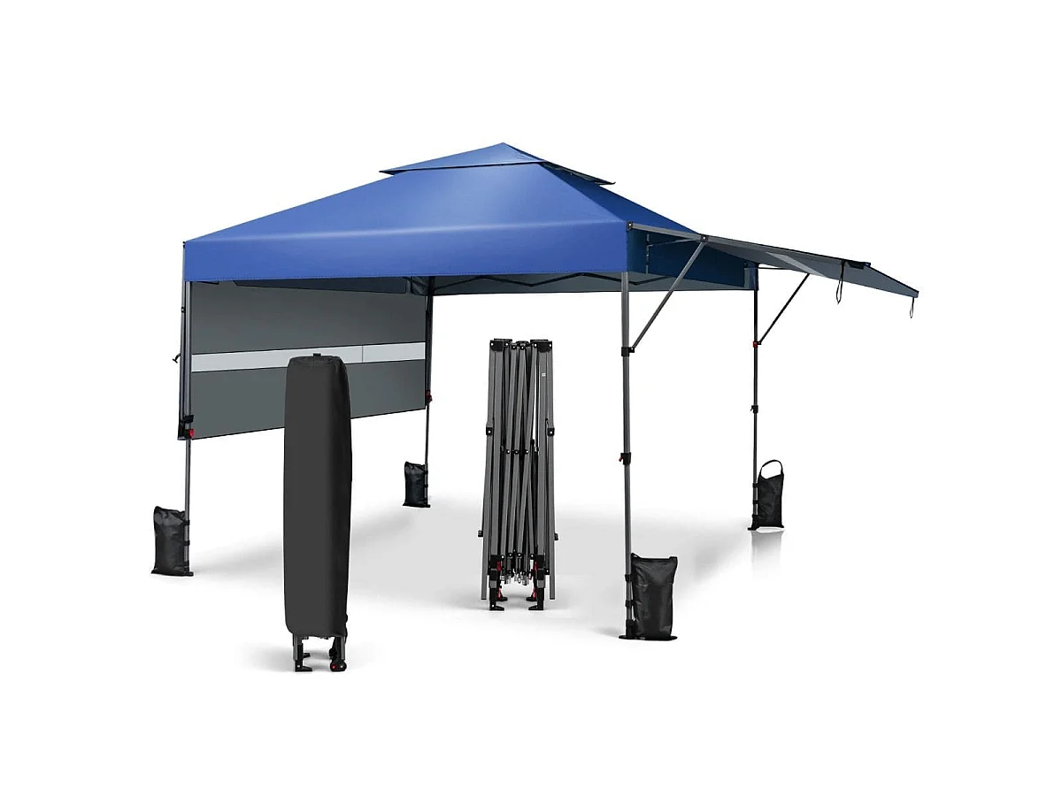 Tenda da giardino pieghevole a 2 pareti 3x3m blu