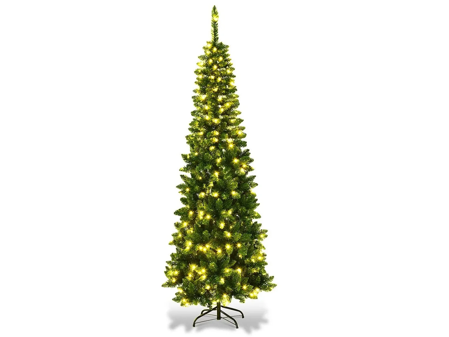 Albero di Natale artificiale abete 225 cm, stretto, con supporto