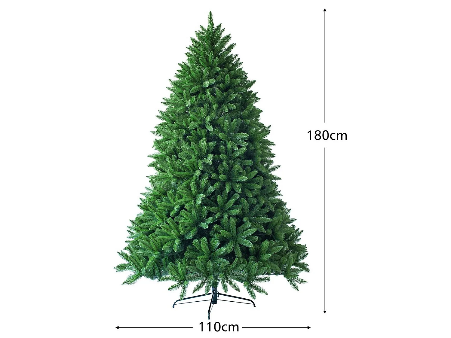 Albero di natale artificiale da 180 cm, abete, con base