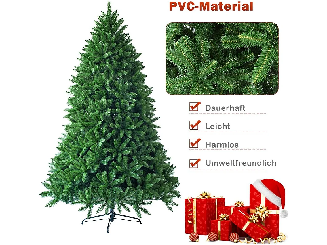 Albero di natale artificiale da 180 cm, abete, con base